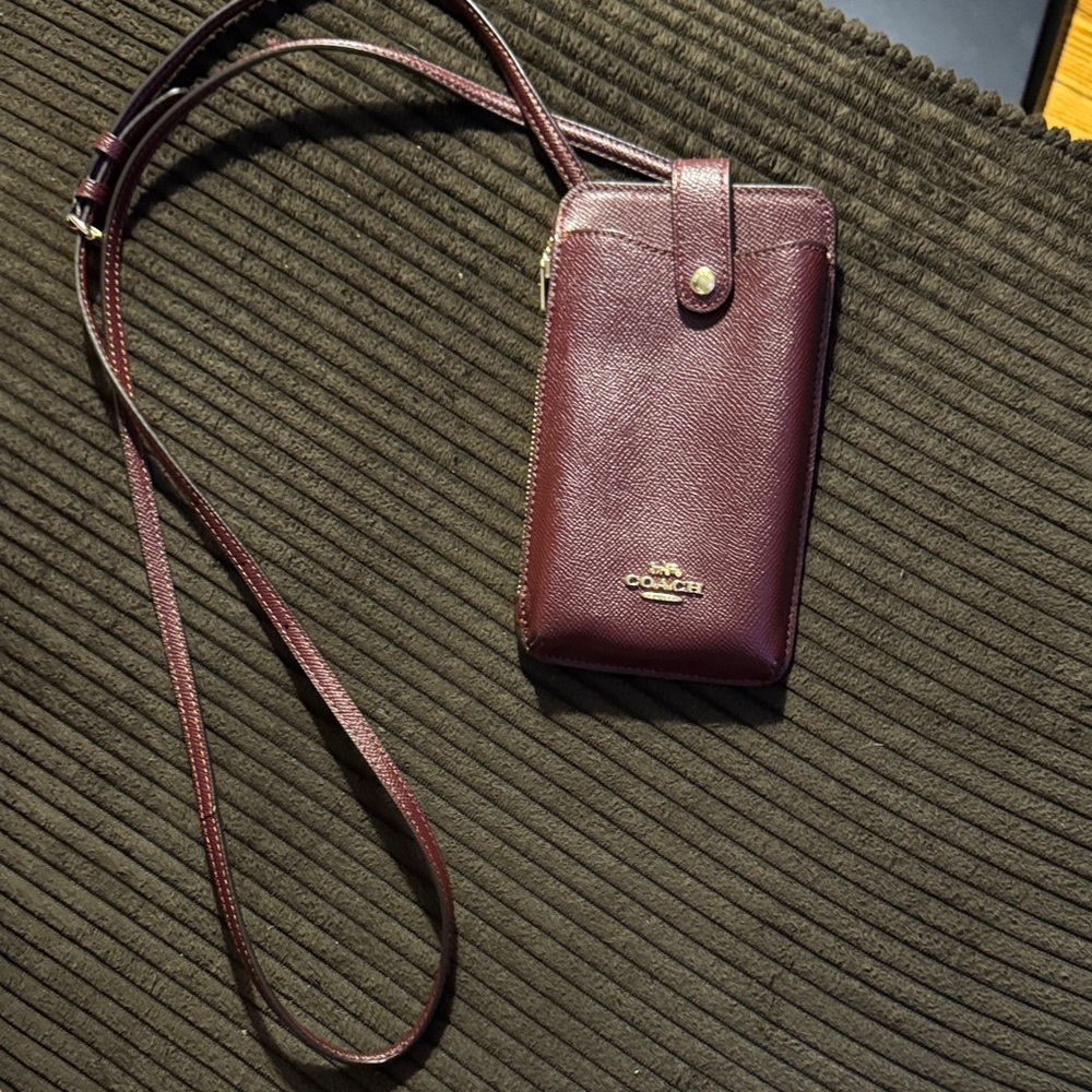 Coach Maroon Leather Crossbody Wallet